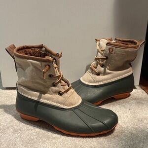 Serra Green and Tan Winter & Rain Boots